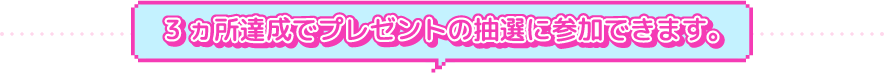 3ヵ所達成でプレゼントの抽選に参加できます。